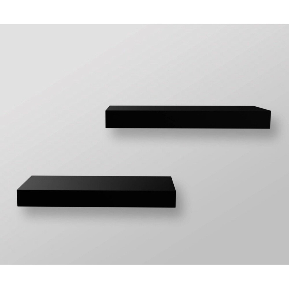 Threshold 16” Wood Ledge Wall Shelf 2pk Black Open Box No Hardware